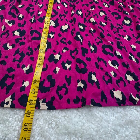 Crown & Ivy Leopard Print Smocked Front Maxi Dress Pink Navy Large NEW - Picture 9 of 10